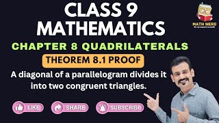 A diagonal of a parallelogram divides it into two congruent triangles  quadrilateral theorem 81 [upl. by Aihsekat]