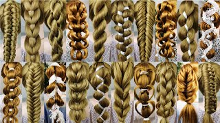 24 different and easy braids Very easy 1 minute braids [upl. by Ttereve]