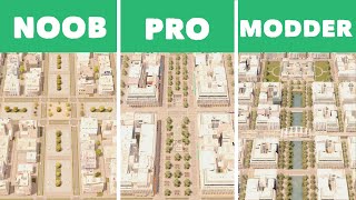 Designing a City Center Pedestrian Zone in Cities Skylines  Noob VS Pro VS Modder [upl. by Ainala]