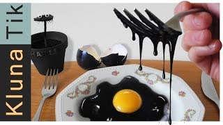 Eating a BLACK EGG Kluna Tik Dinner  ASMR eating sounds no talk [upl. by Adnamma]