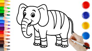 Elephant drawing Drawing amp Painting Drawing for kids Step by step drawing [upl. by Annahavas897]