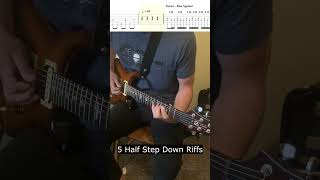 Top 5 Half Step Down Guitar Riffs With Tab guitar guitarmusic easyguitartabs [upl. by Eanod]