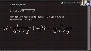 Flervariabel 13  Retningsderivasjon eksempler [upl. by Moreno]