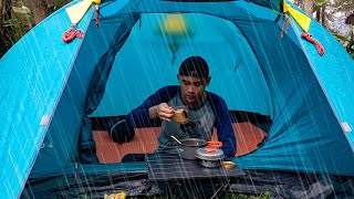 solo camping heavy rain and nonstop storms sleeping in a tent soundly and comfortably [upl. by Anifur]