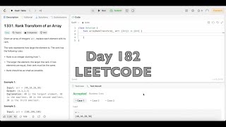 DAY 182 LeetCode Problem 1331 Rank Transform of an Array  Swift [upl. by Downe]