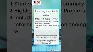 Resume Preparation Tips for Freshers [upl. by Haggerty]