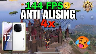 SMOOTH  144 FPS WITH ANTI ALIASING  4xđź’€đź”Ą  iQOO 12 PUBG BGMI Test [upl. by Gernhard]