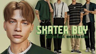 SKATER BOY  Sims Based On Different Aesthetics   CC List [upl. by Atinra813]