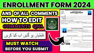 ENROLLMENT FORM M MISTAKE HO GAI KESE SAI KRN  Edit Online  Karachiboard  DISCUSS ALL COMMMENTS [upl. by Macnamara]