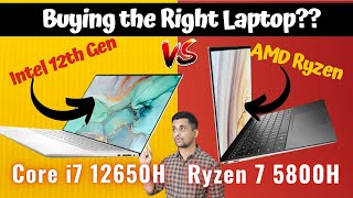 AMD Ryzen 7 5800H vs Intel Core i7 12650H  Intel i7 vs Ryzen 7 Laptop Comparison  HINDI [upl. by Craven]