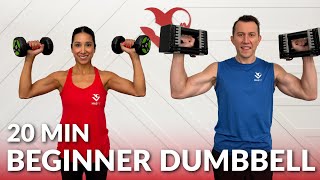 20 Min Beginner Dumbbell Full Body Workout at Home Strength Training [upl. by Sidnal]