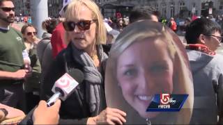 Cheering for the runners in the 120th Boston Marathon [upl. by Osmund707]