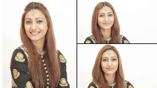 TRADITIONAL INDIAN BRIDAL MAKEUP  HINDI  Bronze Glitter Cut Crease And Dark Red Lipstick [upl. by Laughton]