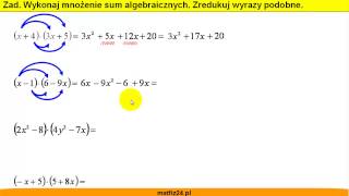 Wykonaj mnożenie sum algebraicznych  Zadania gimnazjum  Matfiz24pl [upl. by Yboc]