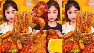 Chinese Spicy Food Asmr  chinese spicy seafood noodles  Fried Chicken Eating Spicy Food Challenge [upl. by Esenaj916]