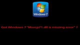 got windows 7 msvcp71dll is missing error here is the fix [upl. by Ise286]