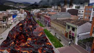 Volcán Galeras erupción apocalíptica destrucción de pasto virtual [upl. by Maharba765]