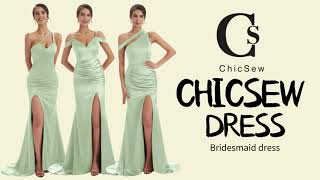 Chicsew Sage Satin Bridesmaid Dresses [upl. by Ardnuahs998]