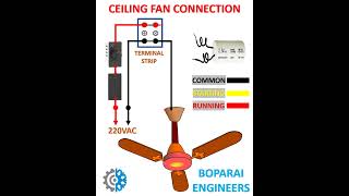 CEILING FAN CONNECTION electrician fan capacitor regulator switch electrical wiring circuit [upl. by Aisined]