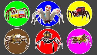 Spin Wheel Battle Bus Eater Thomas Exe Spider Bus House Head Car Eater Train Charles [upl. by Laefar]