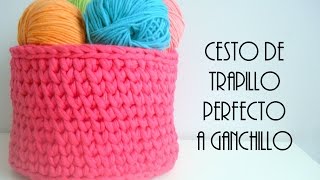 Cesto de trapillo PERFECTO a ganchillo  TUTORIAL [upl. by Nwahsyar]