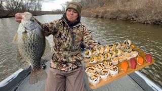 Crappie Fishing Catch N Cook Crappie Sushi [upl. by Boccaj]