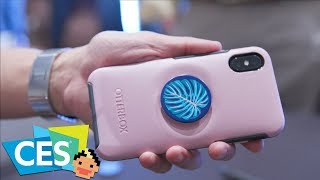 The first ever PopSocket iPhone case Sonys Party Speaker amp free beer  CES 2019 [upl. by Adidnac998]