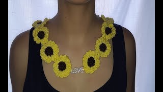 Gargantilla a crochet  como tejer collar de girasoles primaveral a ganchillo facil [upl. by Germann]