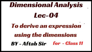 Dimensional Analysis  Uses Of Dimensions [upl. by Oremoh]