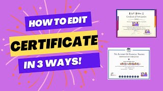 How to Edit A Certificate Which Is Scanned and Change Name or Others [upl. by Lirrehs899]