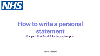 How to write your Personal Statement  B5 Radiographer [upl. by Baniaz850]