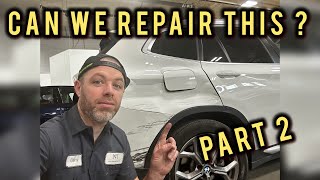 BMW X3 quarter panel repair  FILLER STAGE [upl. by Nerrawed]