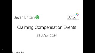 CECA amp Bevan Brittan Webinar  Claiming Compensation EventsSchedule of Cost Components [upl. by Hpesoj]