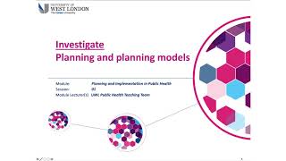 Planning and planning models in public health [upl. by Enyallij343]