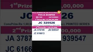 POOJA BUMPER BR100  04122024 TODAY KERALA LOTTERY RESULT  TODAY POOJA BUMPER LOTTERY RESULT [upl. by Malo]