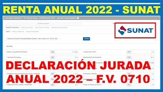 Declaración Jurada Anual 2022  Formulario Virtual 710 Sunat [upl. by Enyt]