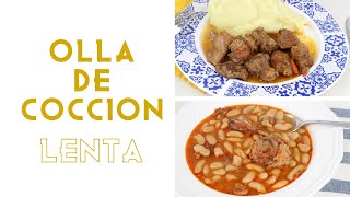 🍲2 nuevas recetas en OLLA de cocción LENTA🍲  Carne guisada  alubias con costillas adobadas [upl. by Anitsenre546]