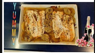 How to Cook Merluza Al Horno con patatas y Alcachofas  BAKED HAKE  titamadel2u [upl. by Walker133]