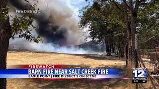 Structure and vegetation fire starts near Salt Creek Fire [upl. by Namreg]