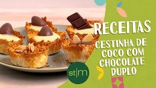 Receita Cestinha de coco com creme de chocolate duplo [upl. by Phares209]