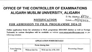 Ongoing PhD Admission 2024  Central University  Aligarh Muslim University [upl. by Anyrb785]