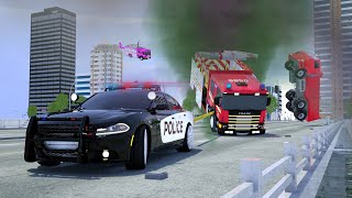 Feuerwehrauto Frank und Polizeiauto ersetzen Hausdächer in Wheel City Heroes [upl. by Enneillij]