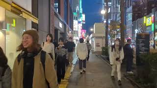 In Sapporo an evening walk downtown No editing no voiceover [upl. by Etyam]