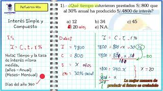 😎 Interés Simple 4to 🧮 EXPLICACIÓN COMPLETO🧑‍🎓 [upl. by Sherborn785]