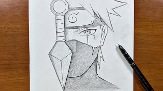 Naruto art  How to draw kakashi stepbystep [upl. by Akinert]