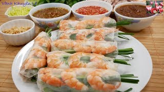 Cách làm Gỏi Cuốn để lâu không Dính  Cách Pha 3 Loại Nước Chấm Gỏi Cuốn Summer rolls by Vanh Khuyen [upl. by Artema]