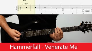 Hammerfall  Venerate Me Rhythm Guitar Riffs With TabsD Standard [upl. by Krenek445]