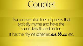 POETRY TERM  COUPLET [upl. by Malinin]