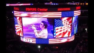 David Longoria Plays The National Anthem At Staples Center [upl. by Krutz375]