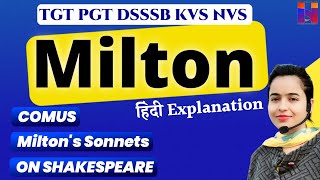 Miltons  Comus  Miltons Sonnets  On Shakespeare  Hindi Explanation  Hina English Classes [upl. by Ydnelg]